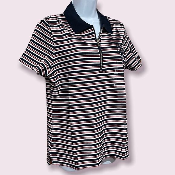 NWT Tommy Hilfiger Women's Striped Short-Sleeved Polo Shirt Top - Picture 1 of 6
